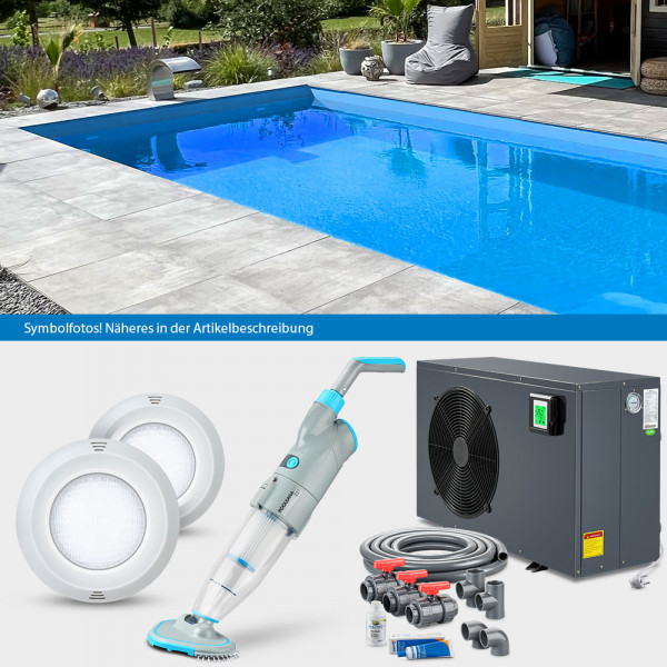 POOLSANA Rechteckpool 8,00 x 4,00 x 1,50 m | Folie blau 0,8 mm | LAGOON-Set PLUS