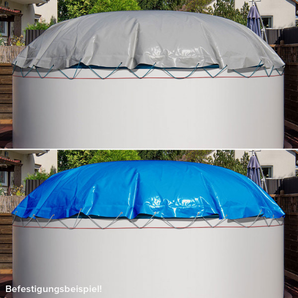 MTH Poolabdeckung Air Protect Bicolor für Rundpools | Farbe: Blau/Grau | Mit Seil + 2 Ventilen