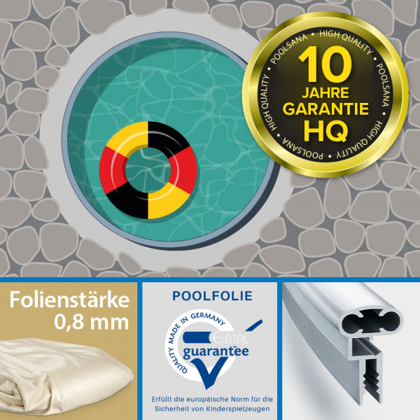 Einzelbecken Rundpool PS HQ 3,50 x 1,25 m mit Alu-Wand und Alu-Kombihandlauf | Folie sand