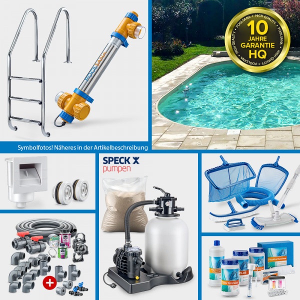 conZero Stahlwand-Ovalpool POOLSANA HQ 5,25 x 3,20 x 1,50 m PROFI-Set | Folie sand