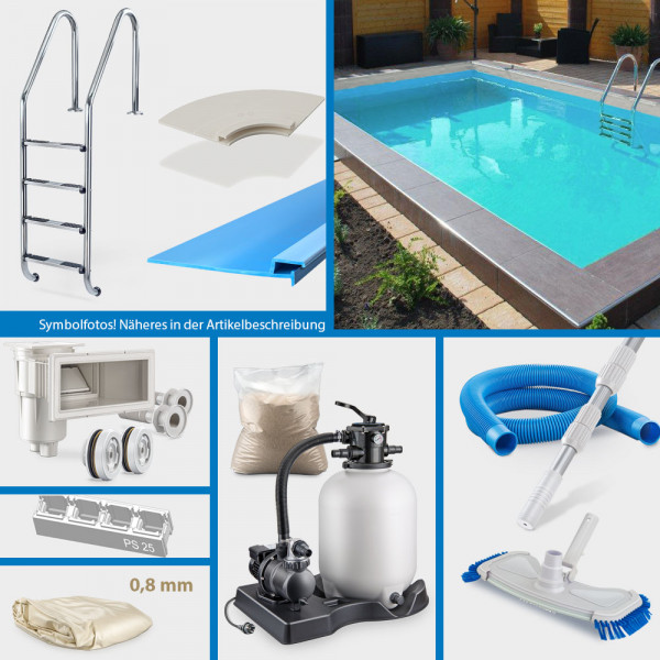 POOLSANA Rechteckpool 6,00 x 3,00 x 1,50 m PURE-Set | Folie sand