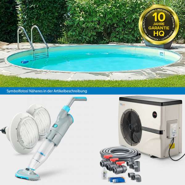 Rundpool PS HQ 5,00x1,35m | Alu-Handlauf | Folie sand | LAGOON-Set PLUS | Teil-/Kompletteinbau