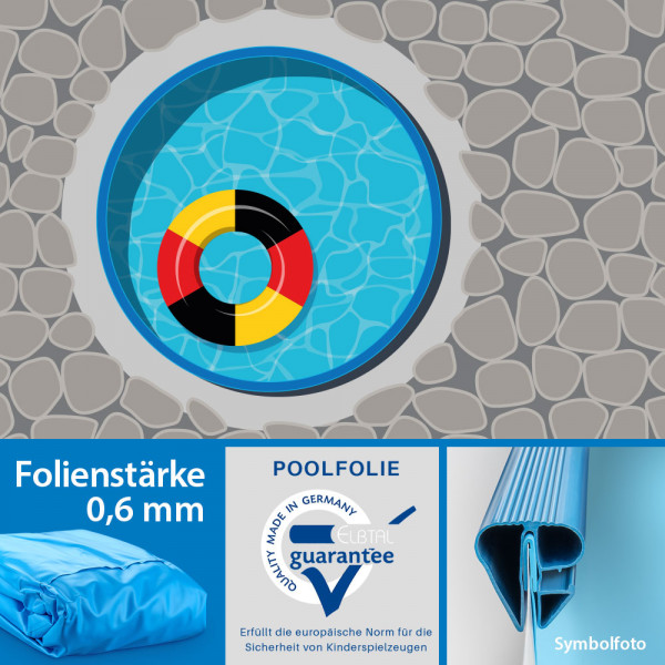Aktions-Rundpool 3,50 x 1,20 m | Folie Blau 0,6 mm mit Einhängebiese | Einzelbecken