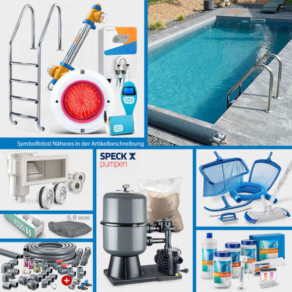 PS30/80-Rechteckpool PS 5,00 x 3,00 x 1,50 m | 4D-Folie 0,9 mm anthrazit | PERFECT-Set