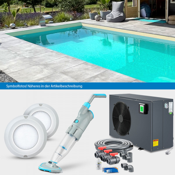 POOLSANA Rechteckpool 8,00 x 4,00 x 1,50 m | Folie sand 0,8 mm | LAGOON-Set PLUS