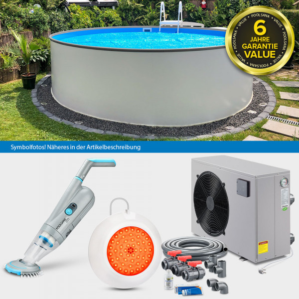 Rundpool PS VALUE 4,60 x 1,35 m Folie blau + Alu Handlauf LAGOON-Set COMFORT | Kompletteinbau