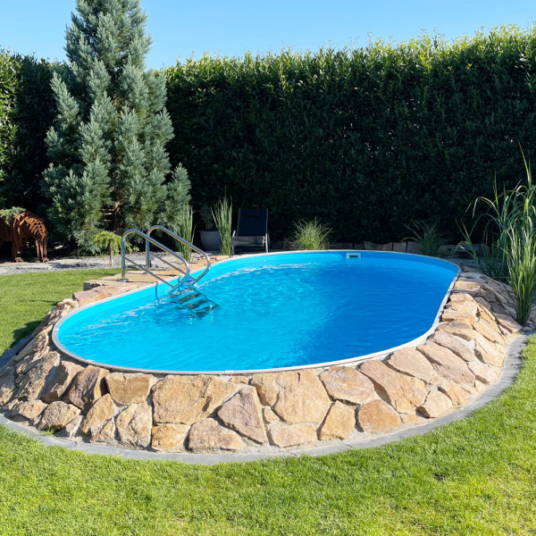 2. Wahl: Einzelbecken Stahlwand-Ovalpool POOLSANA HQ 4,90 x 3,00 x 1,50 m