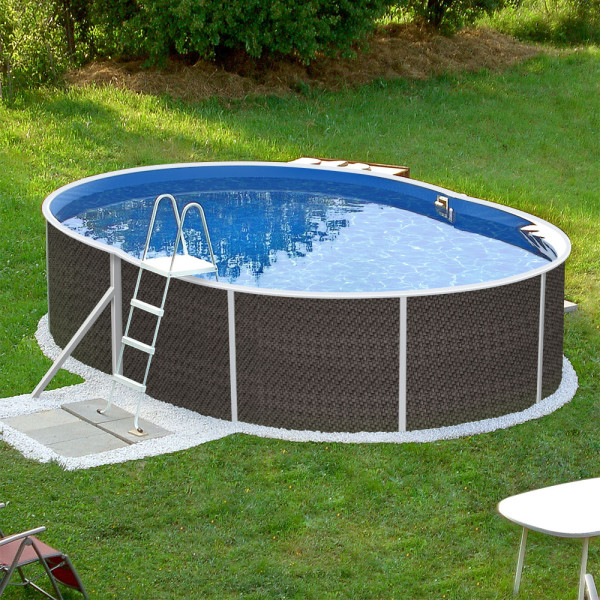 Einzelbecken Ovalpool POOLSANA RATTAN 5,50 x 3,70 x 1,20 m Folie 0,5 mm