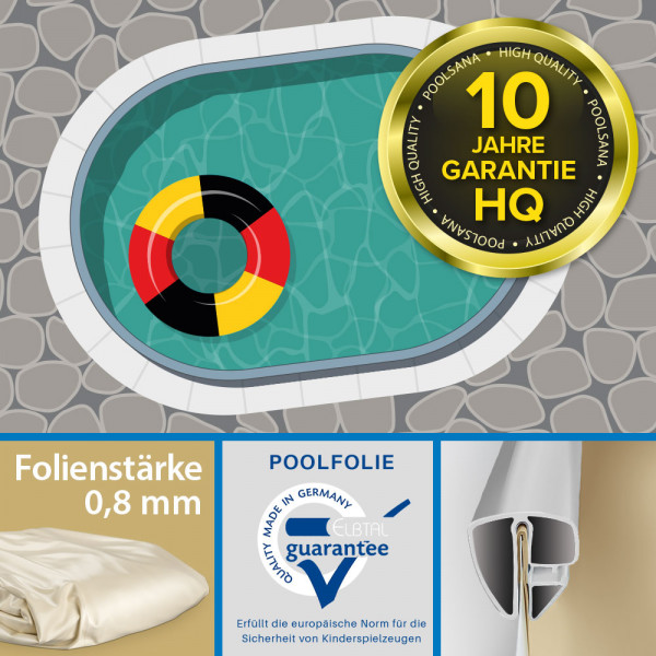 Einzelbecken Stahlwand-Ovalpool PS HQ 5,25 x 3,20 x 1,50 m | Folie 0,8 mm sand