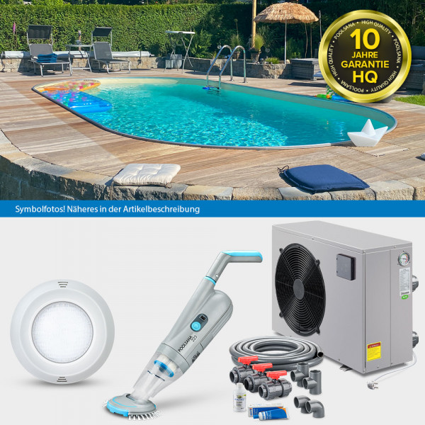 Alu-Ovalpool-Set HQ 5,25 x 3,20 x 1,50m | Folie sand 0,8 mm | Alu-Handlauf | LAGOON-Set PLUS