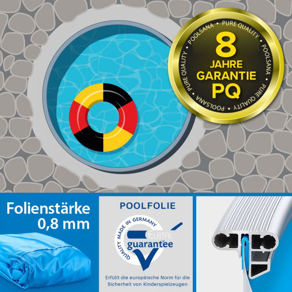 Einzelbecken Stahlwand-Rundpool POOLSANA PQ 3,00 x 1,50 m mit Aluminium Kombi-Handlauf