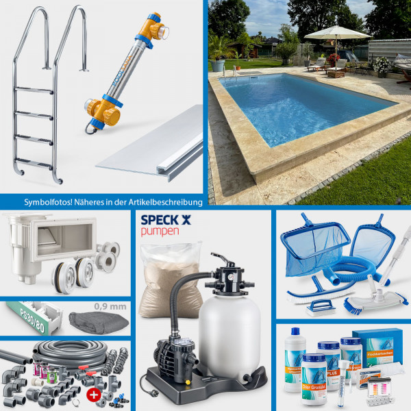 PS30/80-Rechteckpool PS 7,00 x 3,50 x 1,50 m | 4D-Folie 0,9 mm anthrazit | PROFI-Set