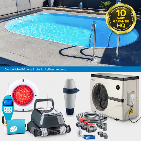 Stahlwand-Ovalpool POOLSANA HQ 5,25 x 3,20 x 1,50 m LAGOON-Set PROFI mit UNDERCOVER-Handlauf