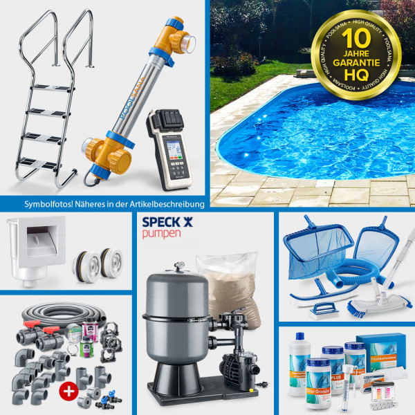 conZero Stahlwand-Ovalpool POOLSANA HQ 7,00 x 3,50 x 1,50 m PERFECT-Set