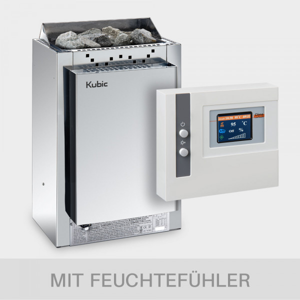 Kombiofen-Set Harvia Kubic Combi 9 kW 400 V + Steuerung POOLSANA Clima Lux Touch mit Feuchtefühler