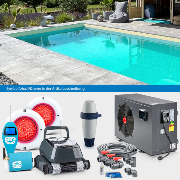 POOLSANA Rechteckpool 8,00 x 4,00 x 1,50 m | Folie sand 0,8 mm | LAGOON-Set PROFI