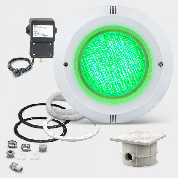 1er-Set Pool-Scheinwerfer PS PROFI mit LED-Birne RGB 30 W + Trafo + Kabeldose