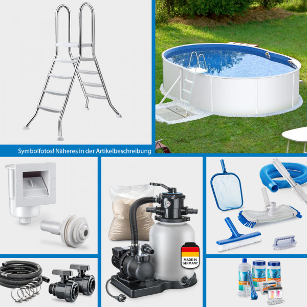 Ovalpool POOLSANA PLAIN 5,50 x 3,70 x 1,20 m Folie 0,4 mm COMFORT-SET | Freiaufstellung