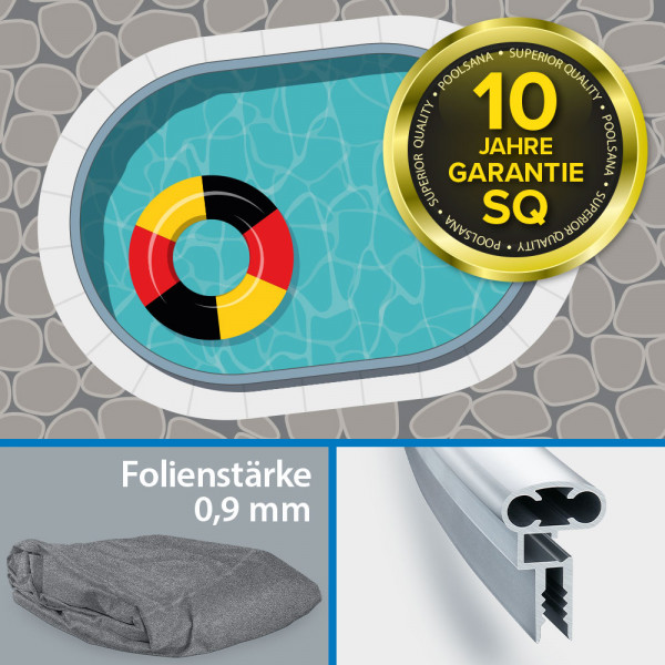Einzel-Ovalpool PS SQ 5,25 x 3,20 x 1,50 m | Aluminium Kombi-Handlauf | 4D-Folie anthrazit 0,9 mm