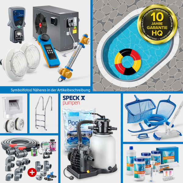 Ovalpool PS HQ 8,00 x 4,00 x 1,50 m mit Alu-Handlauf | Folie blau 1,0mm | PROMO-Set PLATIN