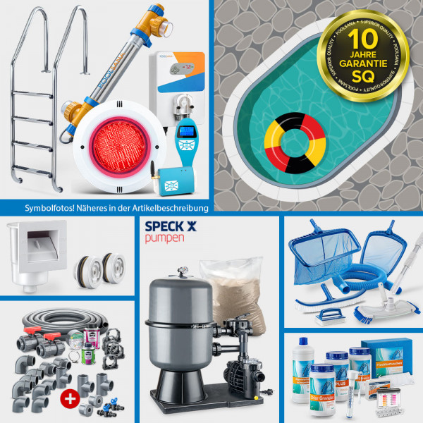 Aluwand-Ovalpool PS SQ 7,00 x 3,50 x 1,50 m mit Alu-Handlauf + 4D-Folie 0,9 mm sand | PERFECT-Set