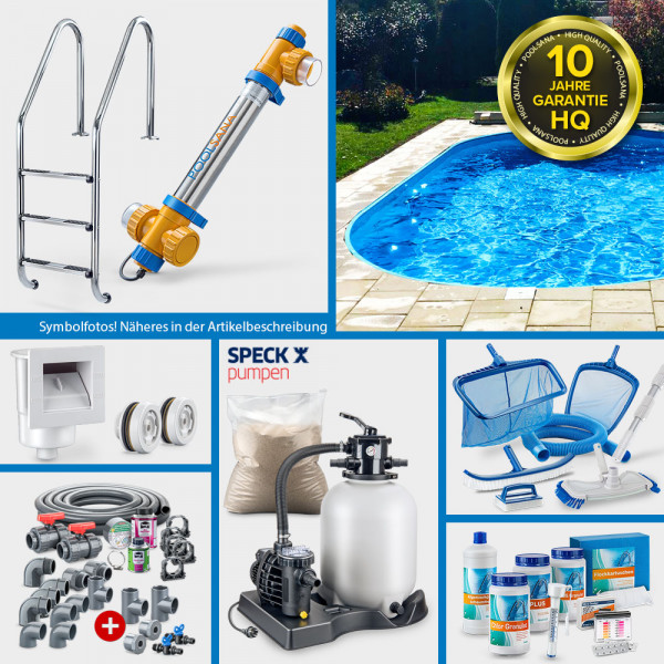 conZero Stahlwand-Ovalpool POOLSANA HQ 6,00 x 3,20 x 1,50 m PROFI-Set