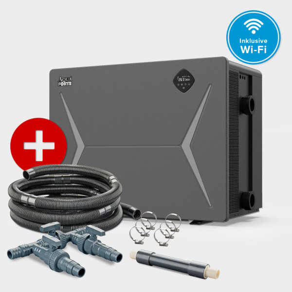 Pool Inverter-Wärmepumpe AquaForte Mr. Perfect 11 + Anschluss-Set 38 mm