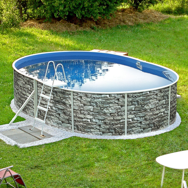 Einzelbecken Ovalpool POOLSANA STONE 5,50 x 3,70 x 1,20 m Folie 0,5 mm