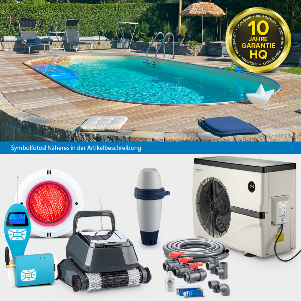 Ovalpool PS HQ 4,90 x 3,00 x 1,35 m mit Alu-Handlauf | Folie sand 0,8mm | LAGOON-Set PROFI