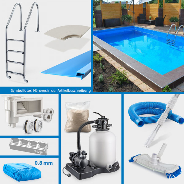 POOLSANA Rechteckpool 7,00 x 3,50 x 1,50 m PURE-Set
