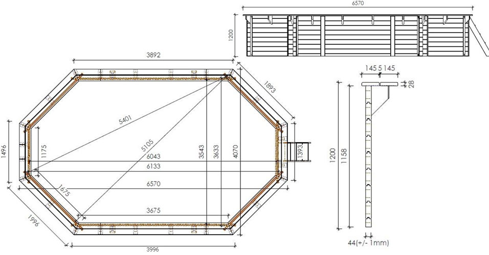 Holzpool Oval Skizze