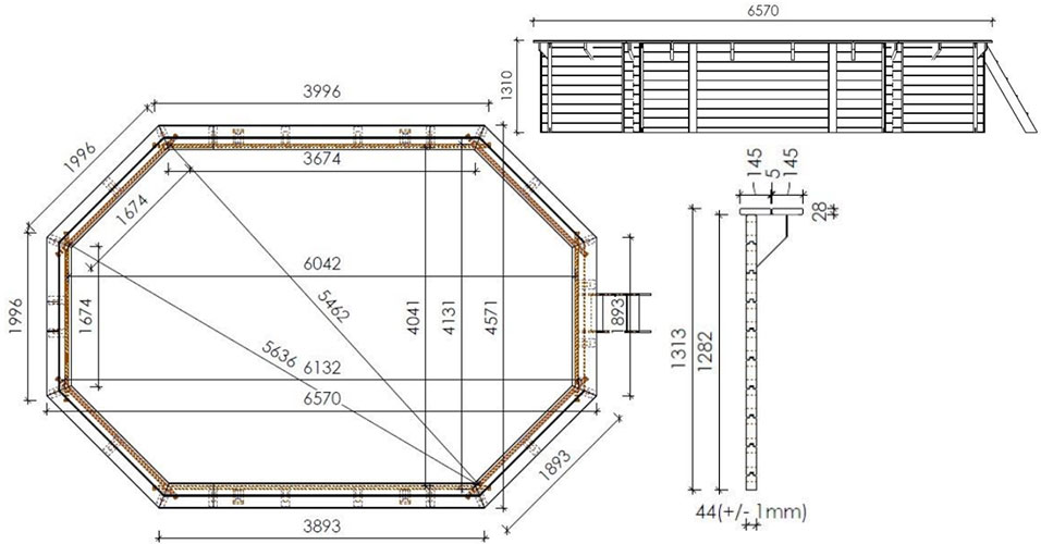 Holzpool Oval Skizze