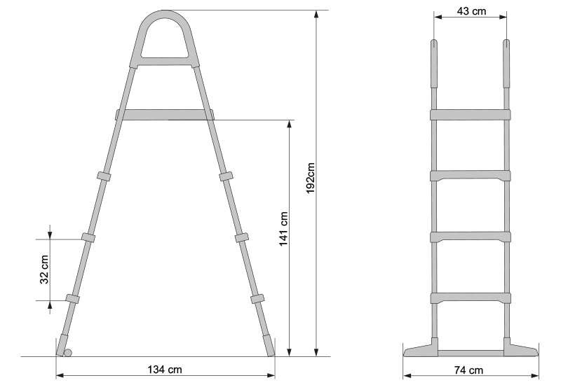 Abmessungen Pool-Leiter