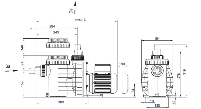 Abmessungen Poolpumpe ProPump 9